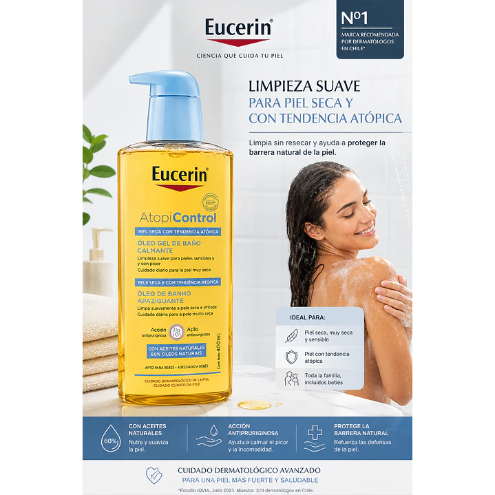 Eucerin AtopiControl Óleo Gel de Baño 400 Ml 2