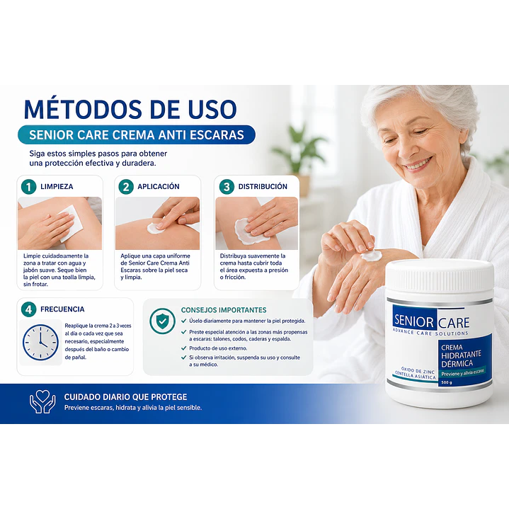 Senior Care Crema Anti Escaras Oxido de Zinc 500 Grs Caja X12 5