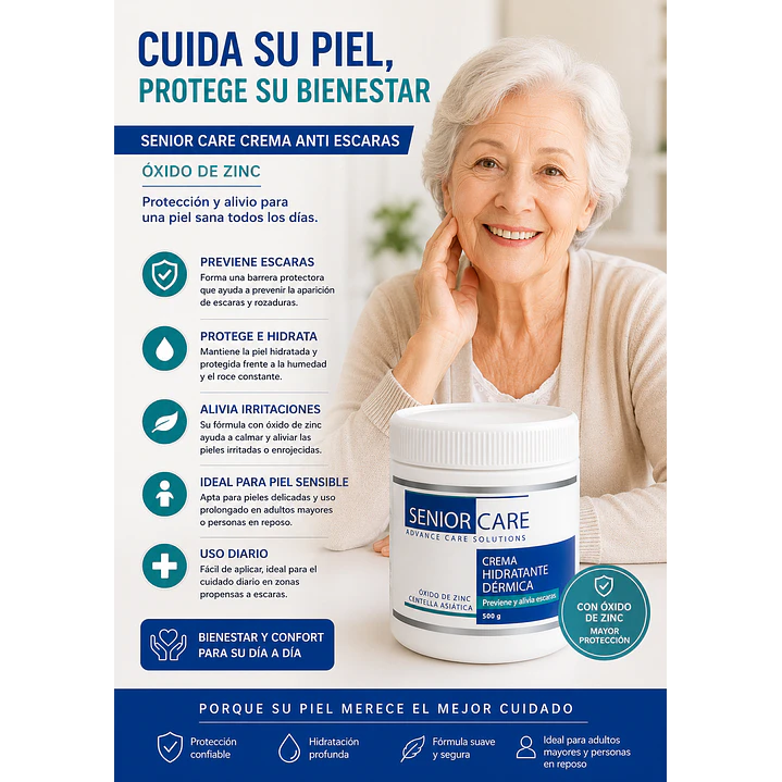 Senior Care Crema Anti Escaras Oxido de Zinc 500 Grs Caja X12 6