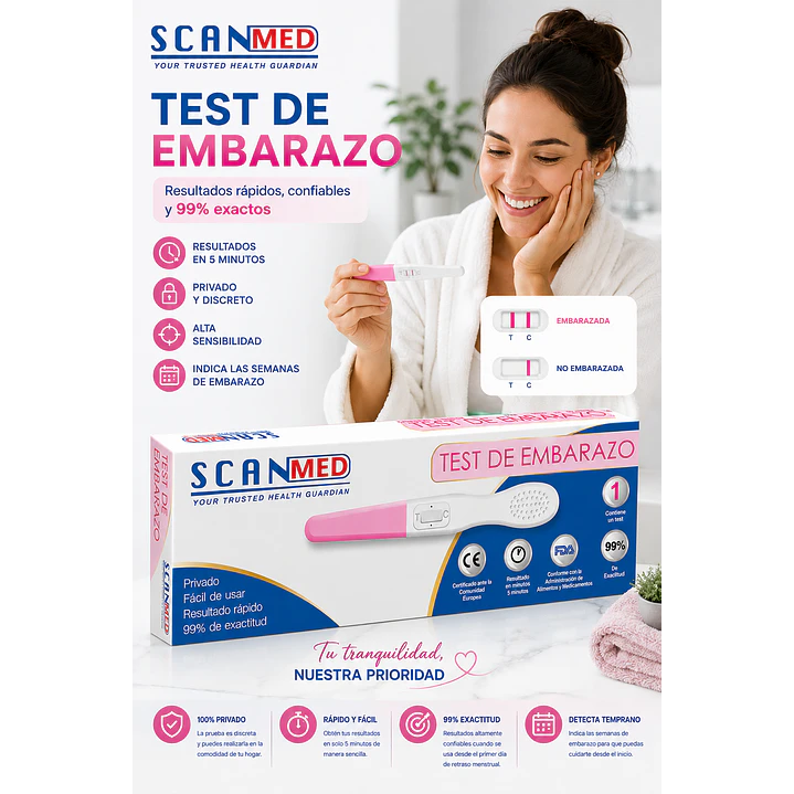 Test Rapido De Embarazo Scanmed Lapiz 99% Exactitud  5