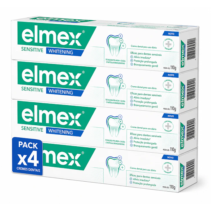 Crema Dental Sin Gluten Elmex Sensitive Whitening 110 G Pack X4 1