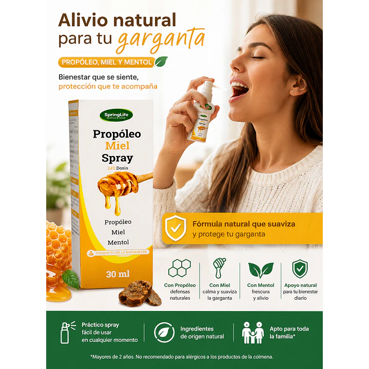 Propoleo Miel Spray Springlife Alivio Garganta 30 Ml  4