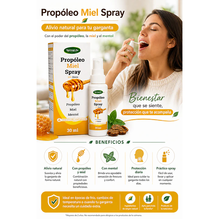 Propoleo Miel Spray Springlife Alivio Garganta 30 Ml  5