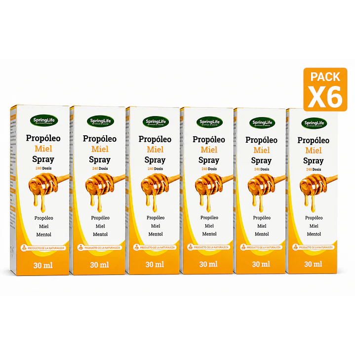 Propoleo Miel Spray Springlife Alivio Garganta 30 Ml Pack X6 1