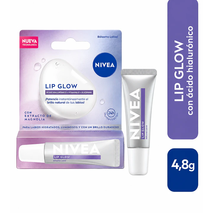 Nivea Bálsamo Labial Lip Glow Con Ácido Hialurónico 10ml Todo Tipo De Piel Día/noche 1