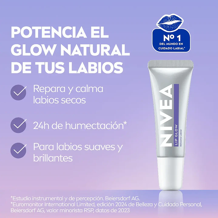 Nivea Bálsamo Labial Lip Glow Con Ácido Hialurónico 10ml Todo Tipo De Piel Día/noche 2