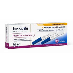 Test De Embarazo Love & Life 99% Precisión Caja X2 Unidades