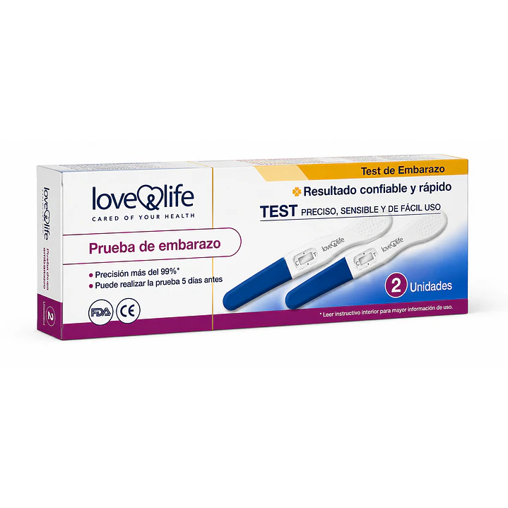 Test De Embarazo Love & Life 99% Precisión Caja X2 Unidades 1