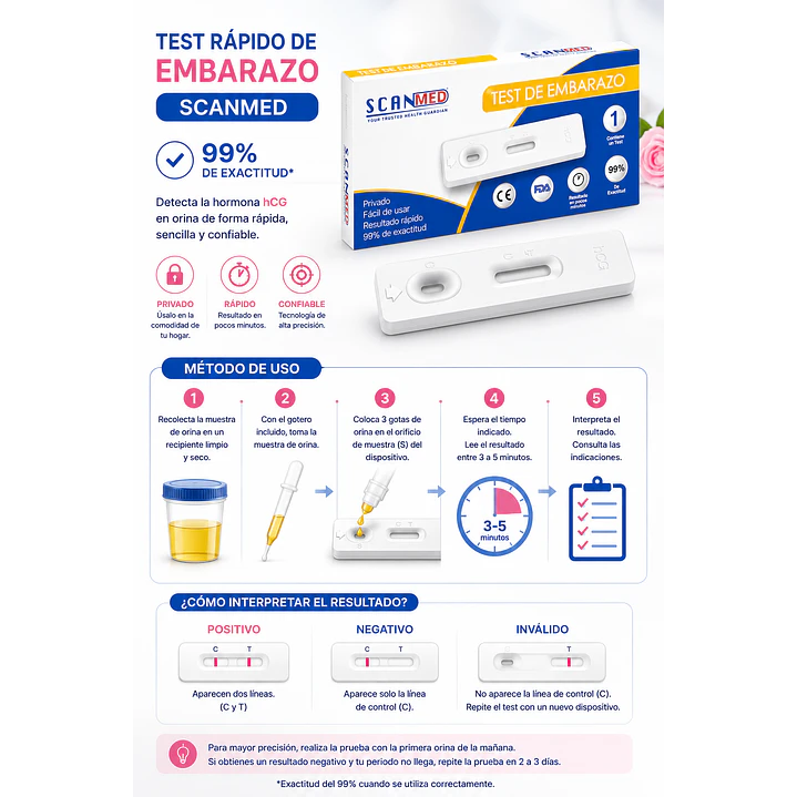 Test Rapido De Embarazo Scanmed 99% Exactitud  3
