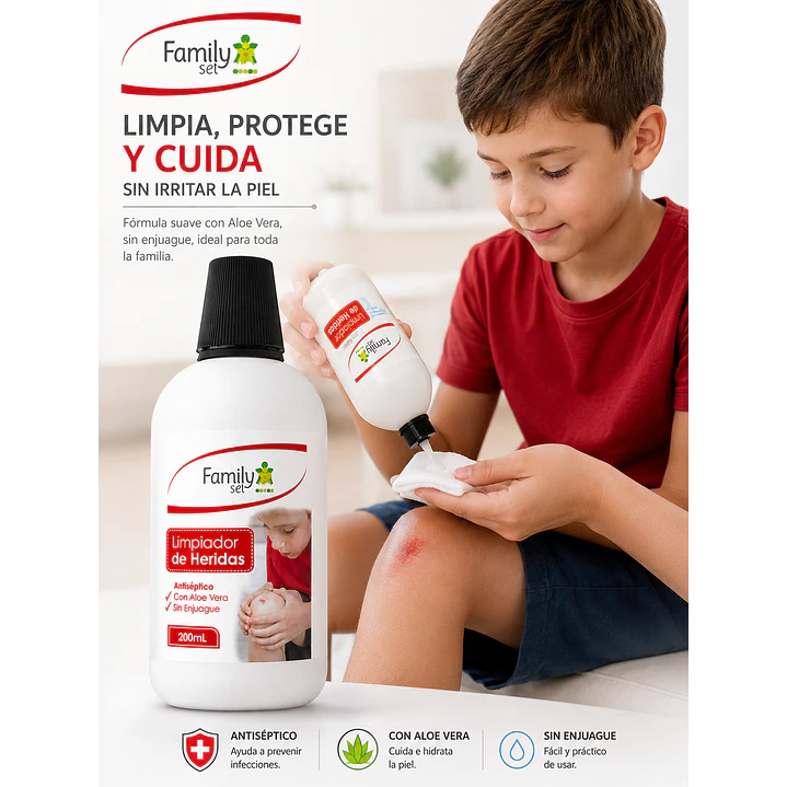 Limpiador Heridas Family Set Antiseptico Sin Enjuage 200 Ml  2