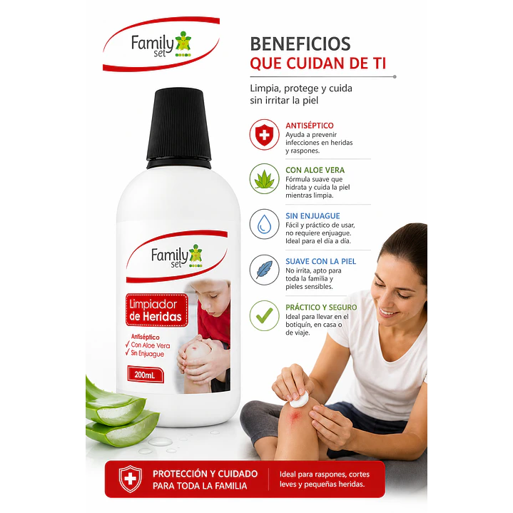 Limpiador Heridas Family Set Antiseptico Sin Enjuage 200 Ml  5