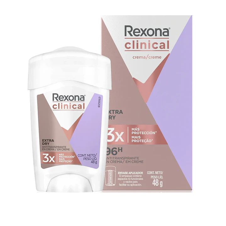 Rexona Clinical Extra Dry Desodorante Crema 96h 48Gr Pack X3 3
