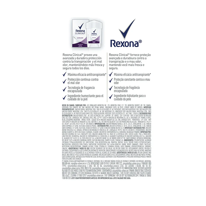 Rexona Clinical Extra Dry Desodorante Crema 96h 48Gr Pack X3 8
