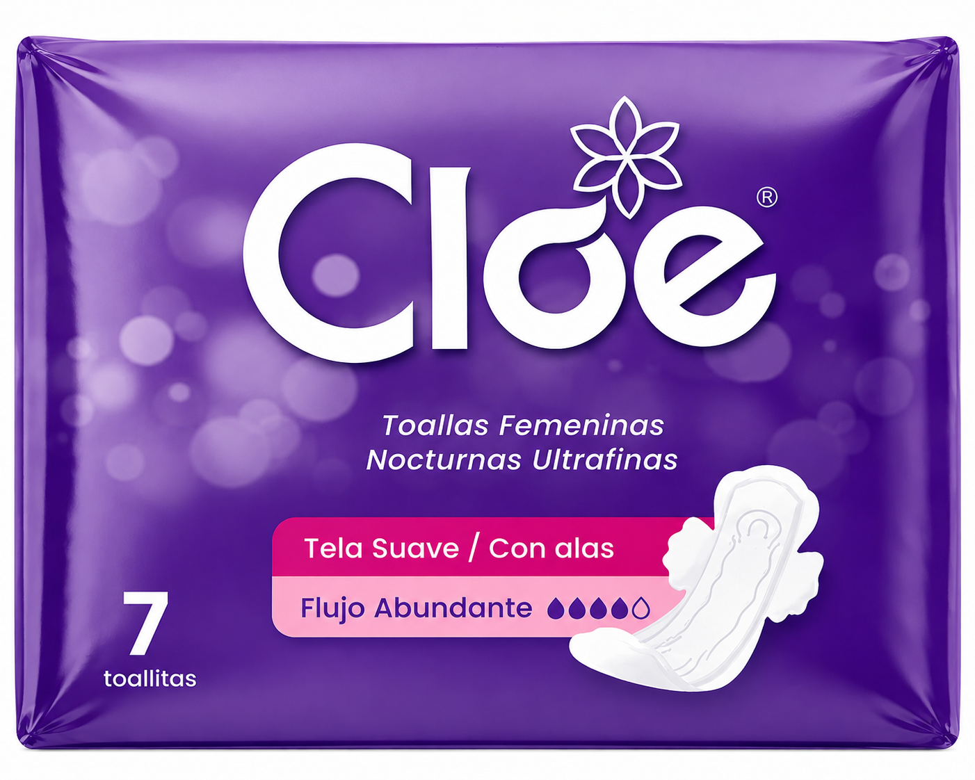 Cloe Toallas Higiénicas Nocturnas Ultrafina Con Alas X7 Unid