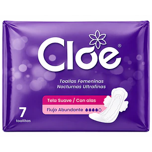 Cloe Toallas Higiénicas Nocturnas Ultrafina Con Alas X7 Unid 