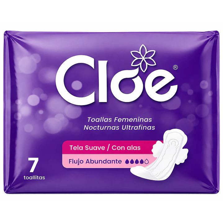 Cloe Toallas Higiénicas Nocturnas Ultrafina Con Alas X7 Unid  1
