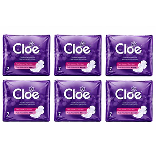 Cloe Toallas Higiénicas Nocturnas Ultrafina Con Alas X7 Unid Pack X6 