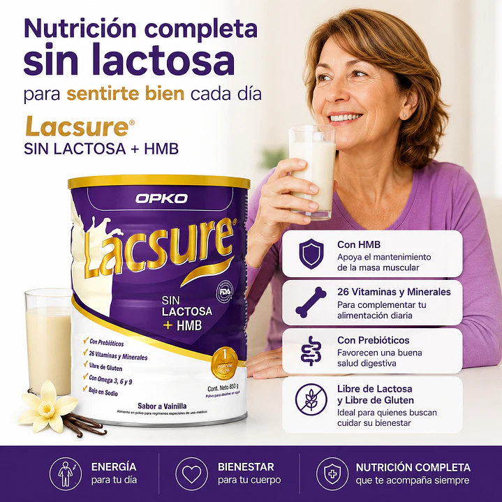 Lacsure Sin Lactosa + Hmb Sabor Vainilla 850 G 2