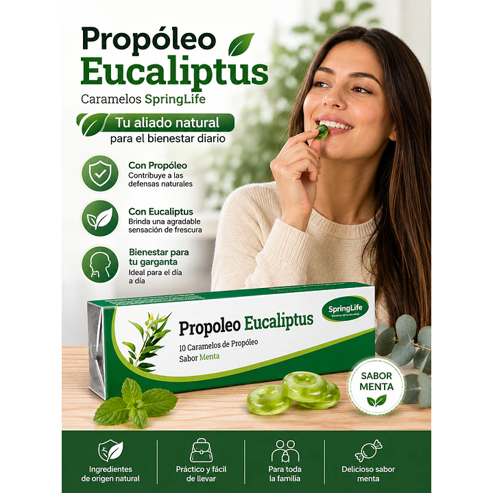 Caramelo Propoleo Eucaliptus Springlife 10 Unidades Caja X20 4