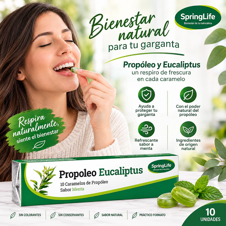 Caramelo Propoleo Eucaliptus Springlife 10 Unidades Caja X20 3