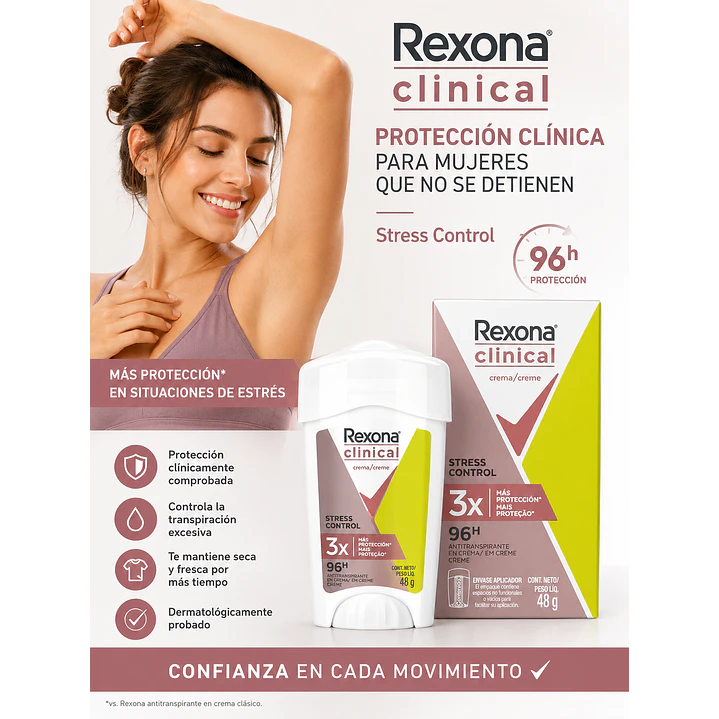 Rexona Clinical Mujer Desodorante Stress Control 96h 48Gr 5