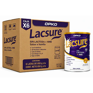 Lacsure Sin Lactosa + Hmb Sabor Vainilla 850 G Caja X6