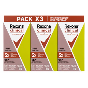 Rexona Clinical Mujer Desodorante Stress Control 96h 48Gr Pack X3