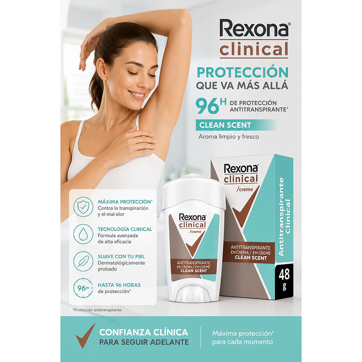 Rexona Clinical Desodorante en Crema Cleant Scent 96h 48Gr 5
