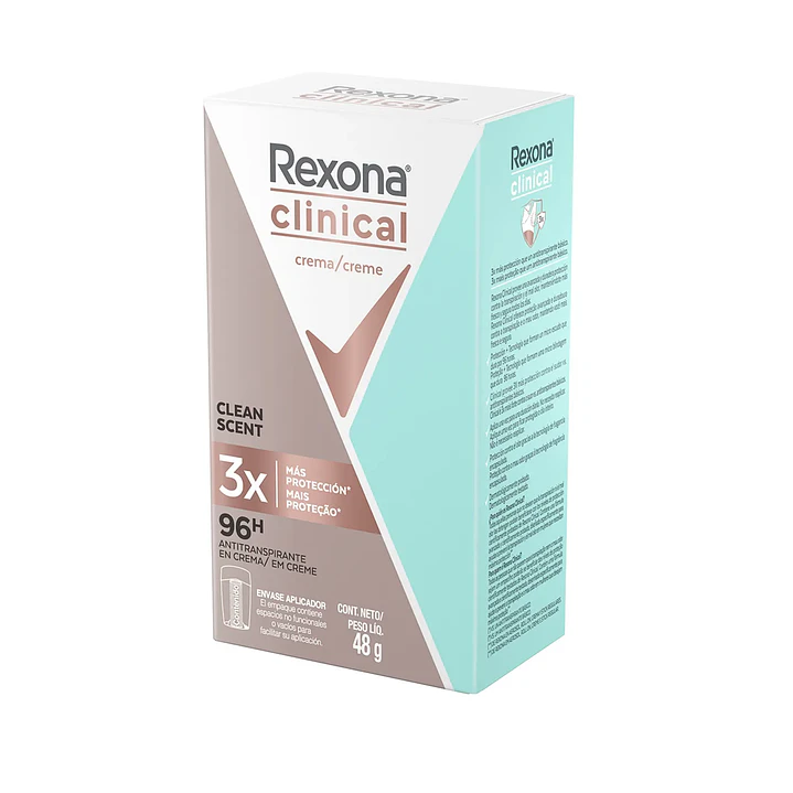Rexona Clinical Desodorante en Crema Cleant Scent 96h 48Gr Pack X6 3