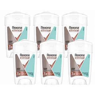 Rexona Clinical Desodorante en Crema Cleant Scent 96h 48Gr Pack X6