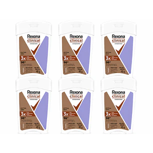 Rexona Clinical Extra Dry Desodorante Crema 96h 48Gr Pack X6
