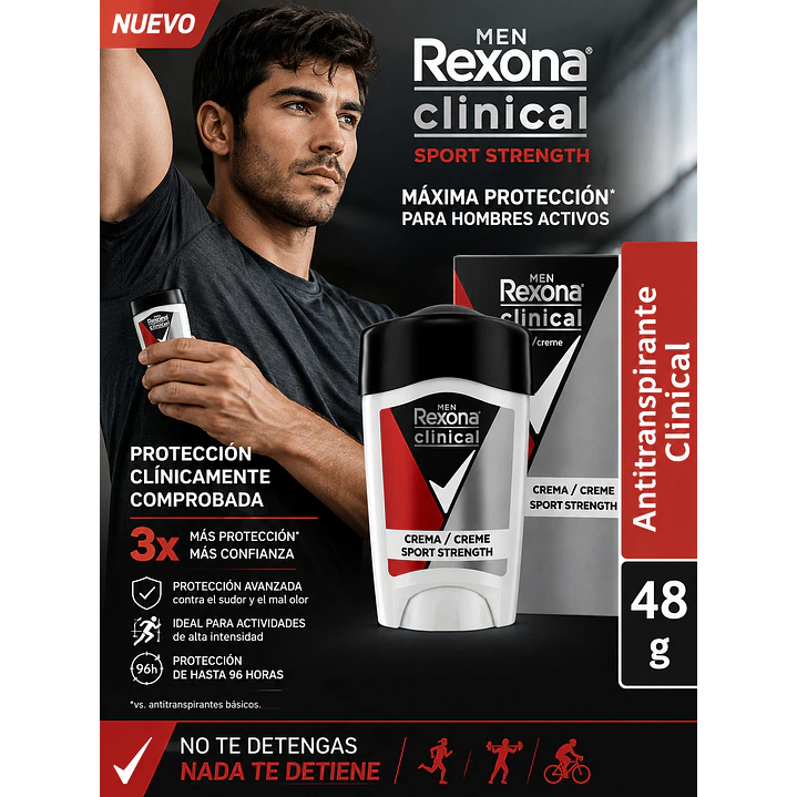 Rexona Clinical Men Desodorante En Crema Sport Strength 48Gr 5