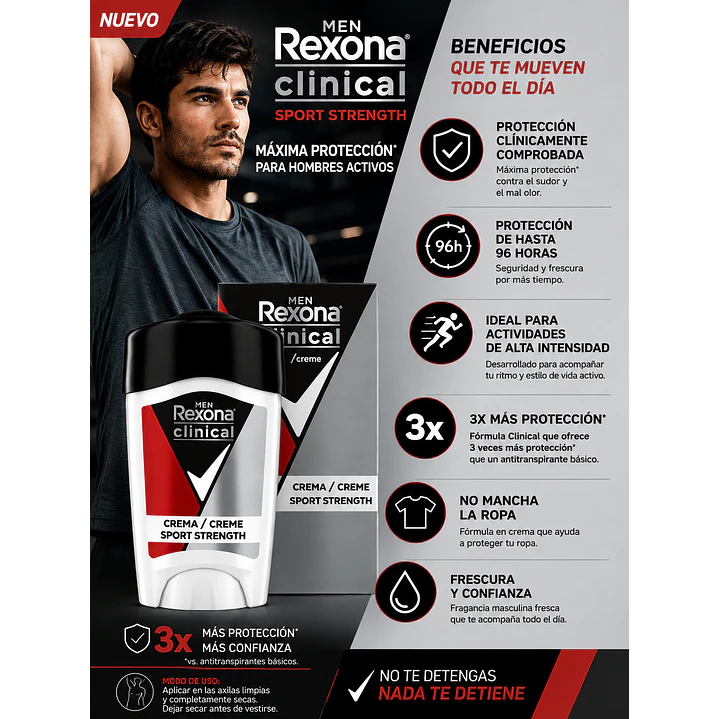 Rexona Clinical Men Desodorante En Crema Sport Strength 48Gr 6