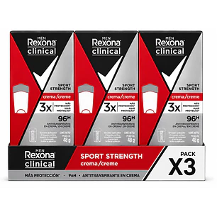 Rexona Clinical Men Desodorante En Crema Sport Strength 48Gr Pack X3