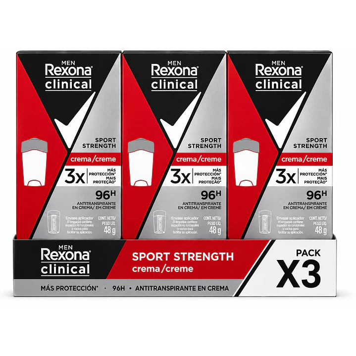 Rexona Clinical Men Desodorante En Crema Sport Strength 48Gr Pack X3 1