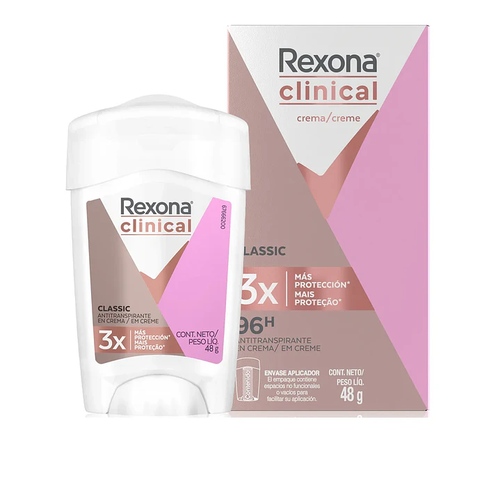 Rexona Clinical Classic Desodorante Crema 96h 48Gr Pack X3 3