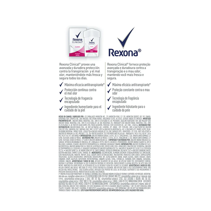 Rexona Clinical Classic Desodorante Crema 96h 48Gr Pack X6 7