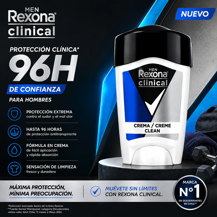 Rexona Clinical Men Desodorante En Crema Clean 96h 48Gr 5