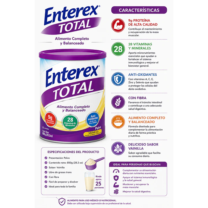 Enterex Total Vainilla 800Gr 4