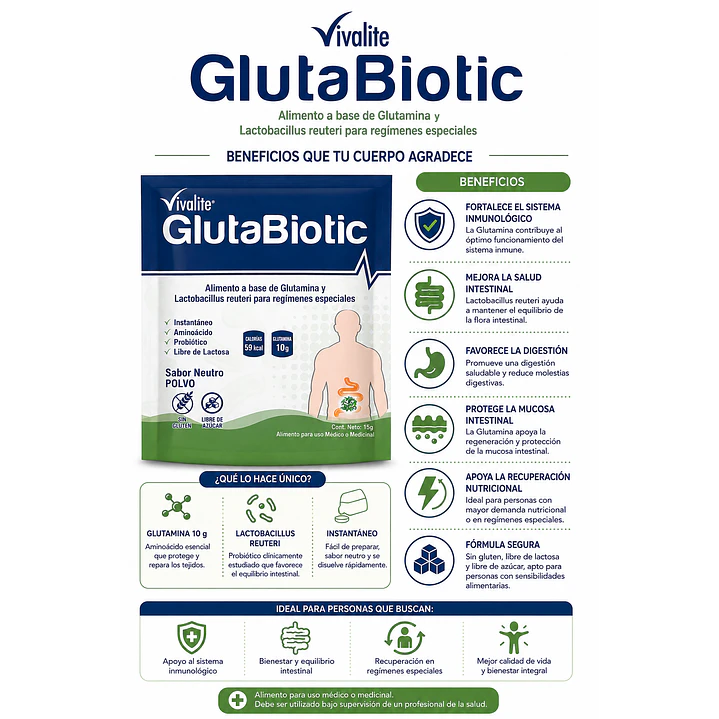 Vivalite GlutaBiotic Restaurador Intestinal 15Gr 3