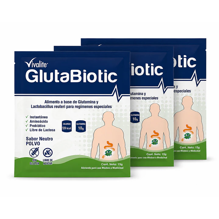 Vivalite GlutaBiotic Restaurador Intestinal 15Gr Pack X3 1