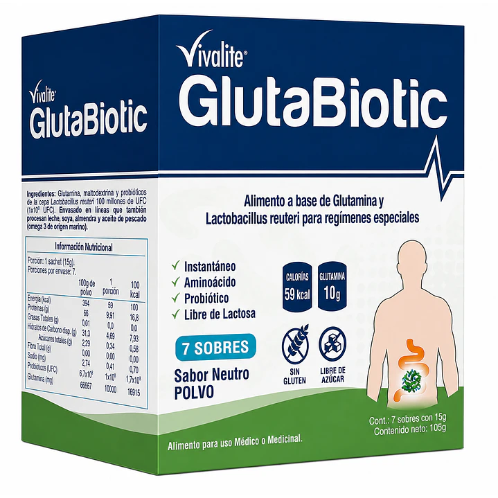 Vivalite GlutaBiotic Restaurador Intestinal 15Gr Caja X7 1