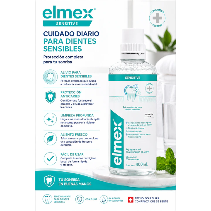 Elmex Sensitive Enjuague Bucal con Flúor 400 Ml 5