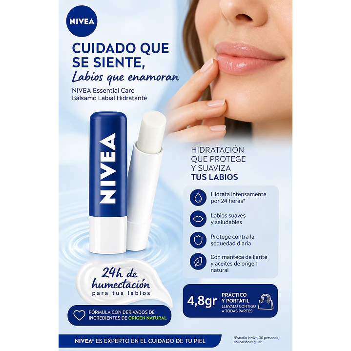  Balsamo Labial Nivea Essential Care Hidratante 4,8 G 4