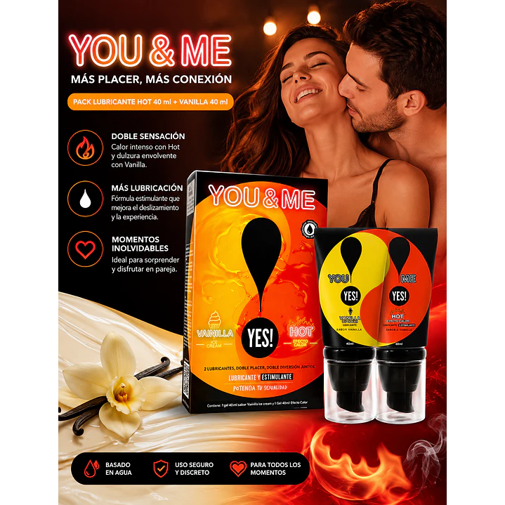  Yes You And Me Pack Lubricante Hot 40 Ml + Vanilla 40 Ml 6