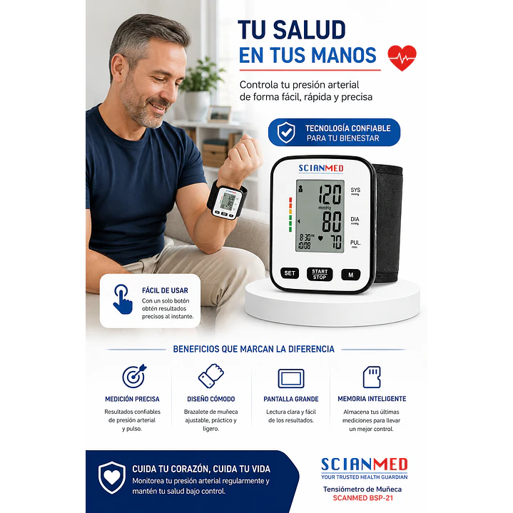 Tensiometro Toma Presion Muñeca Scanmed Bsp-21 4