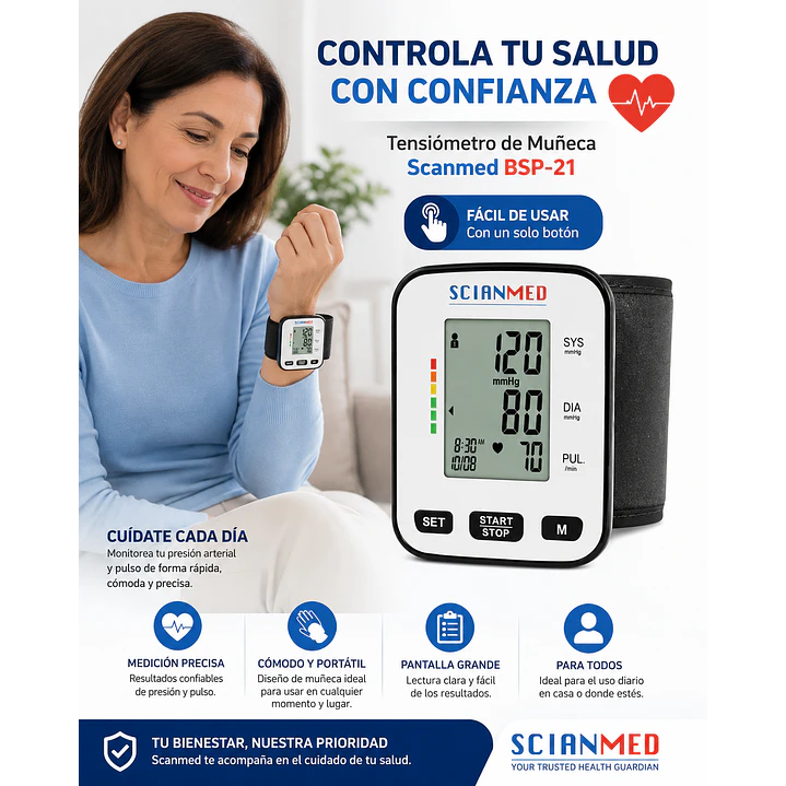 Tensiometro Toma Presion Muñeca Scanmed Bsp-21 6