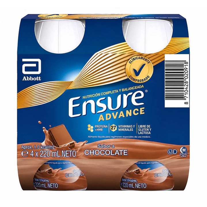 Ensure Advance Liquido Chocolate 220ml Pack x4 1