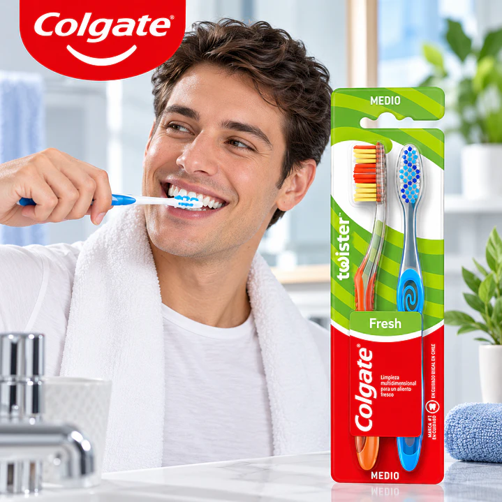 Cepillo Dental Colgate Plus Twister Fresh Medio 2 Unidades 6
