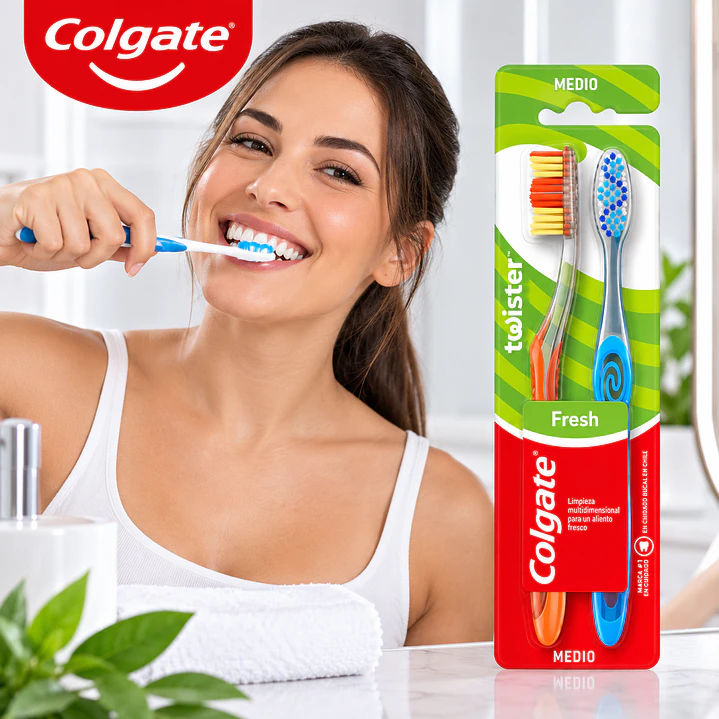 Cepillo Dental Colgate Plus Twister Fresh Medio 2 Unidades 3